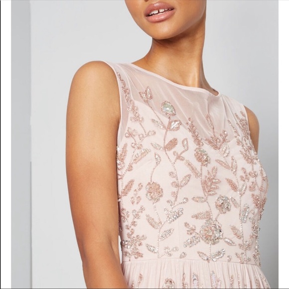 NWT Adrianna Papell shell/blush gown US 2 - Picture 5 of 8